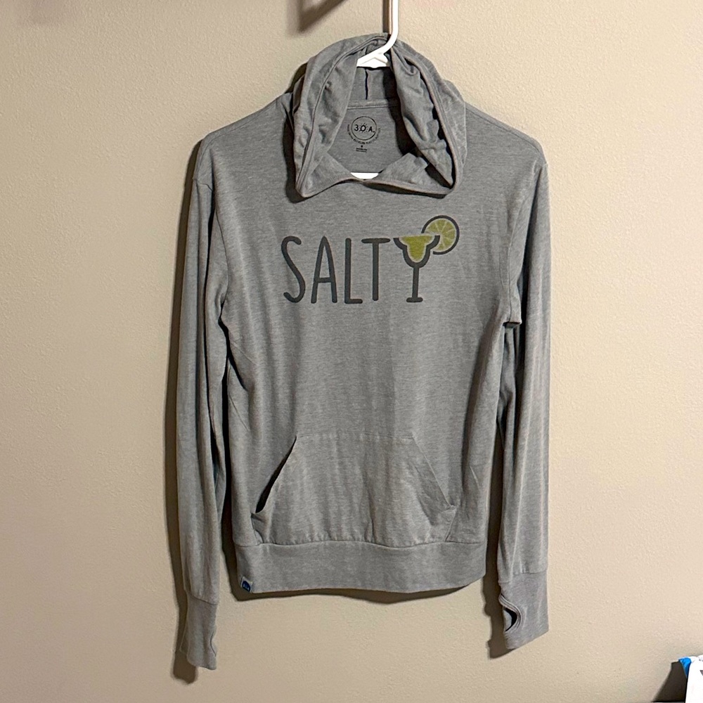3OA Gray Salty Margarita Women’s Lightweight Hoodie - Small - Recycled Material